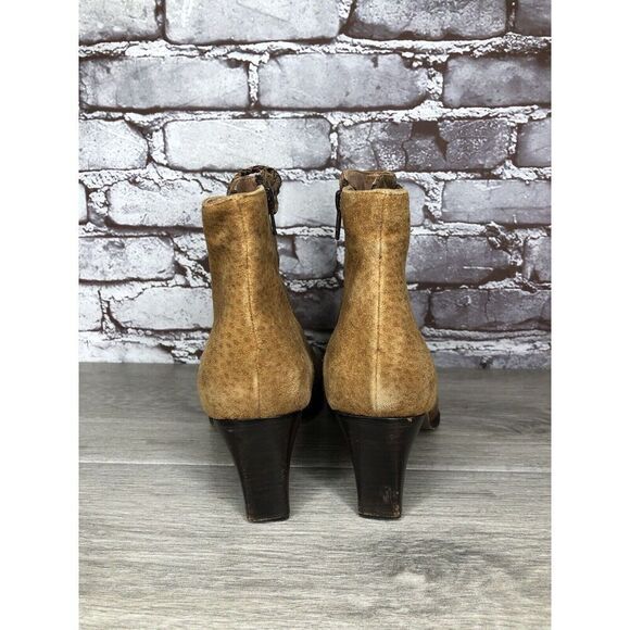 CHIARINI Tan Brown Green Suede Leather Double Sided Zipper Heel Booties Women 40 - Picture 3 of 16